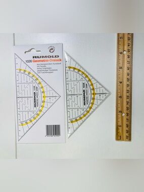 NEW Rumold 1026 Clear Plastic Protractor Triangle with Yellow Accent‎